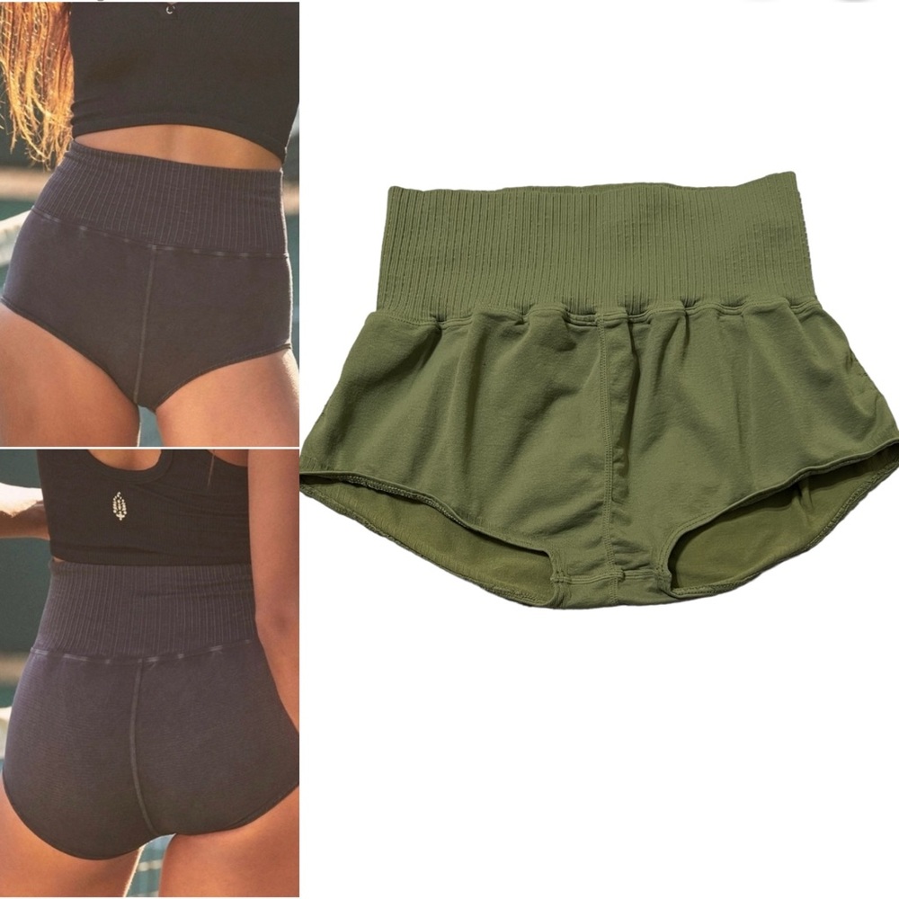 Free People Good Karma Briefs Shorts Military Green XS/S NWOT